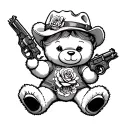 Girl cowboy teddy bear with guns and roses tattoo design idea
