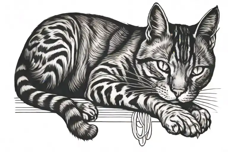 cat sleeping around ankle like bracelet style tattoo tattoo design idea