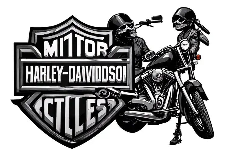 Harley davidson bar and shield with Brandon and Cindy est. 2016 tattoo design idea