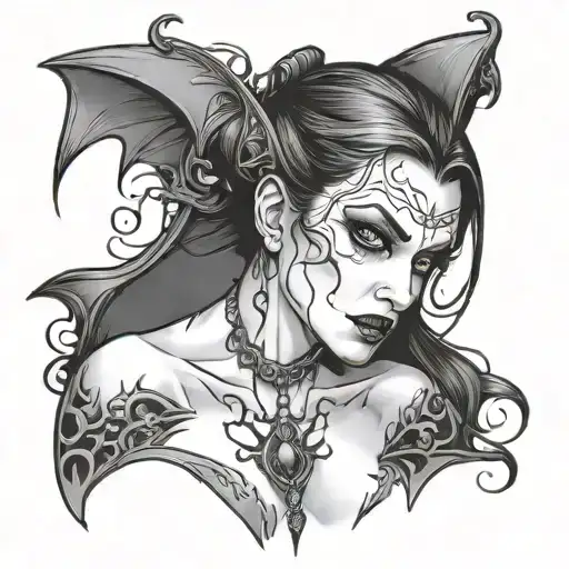 sexy vampire girl looking tattoo design idea