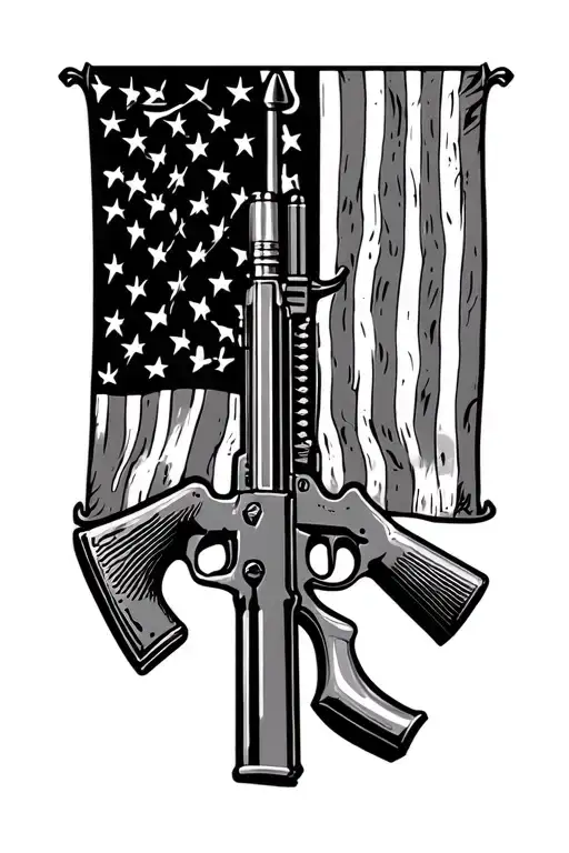 2nd amendment garrison flag rifle bullets tattoo design idea