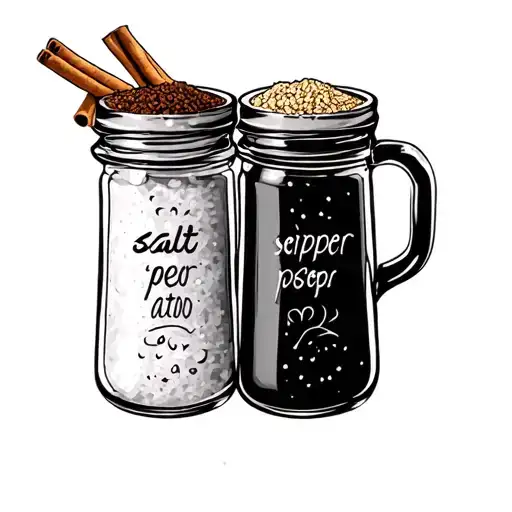 salt, pepper, cinnamon, represent 2 brothers and one sister tattoo design idea