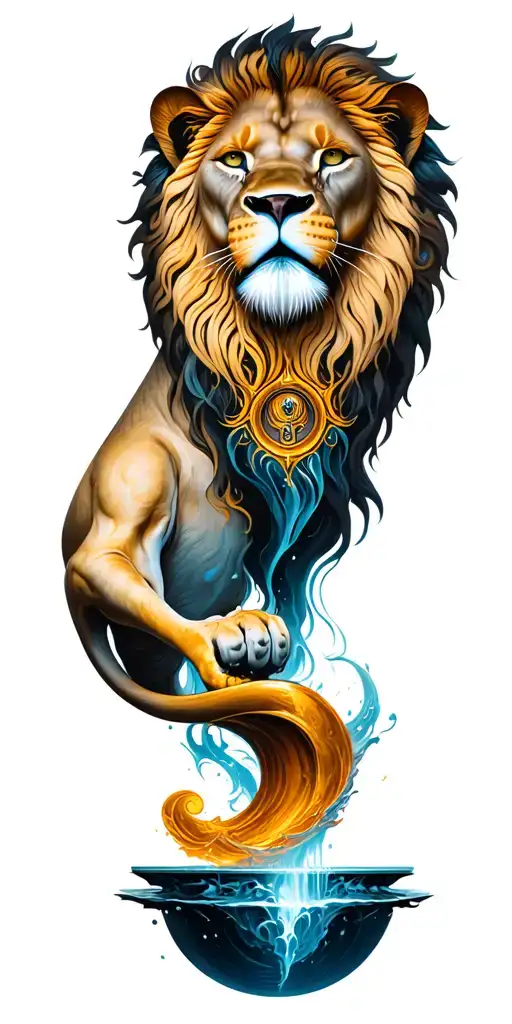 ascending drain, lion, eye of horus tattoo design idea