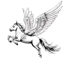 A pegasus with wings flying tattoo design idea