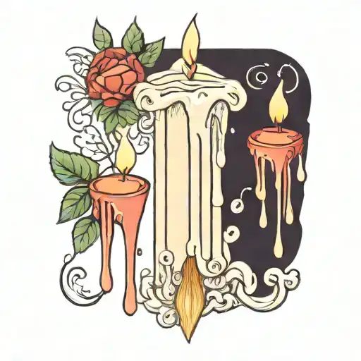 narrow melting candle wax dripping to the bottom part tattoo design idea