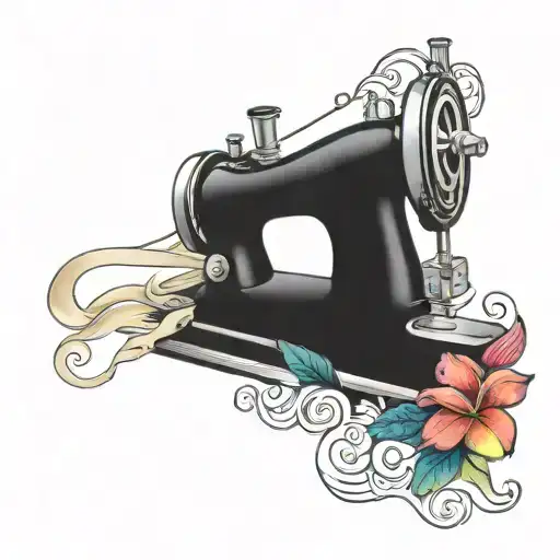 ocen wave sewing machine plumeria rainbow tattoo design idea
