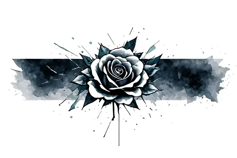 massive watercolor design of a rose of shattered glass tattoo design idea