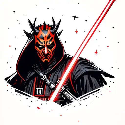 Darth Maul with a celestial background tattoo design idea