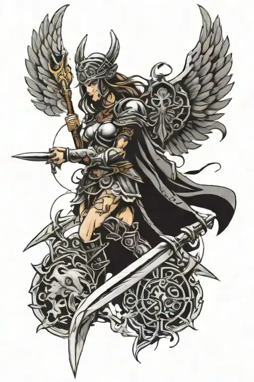 Valkyrie warrior tattoo design idea
