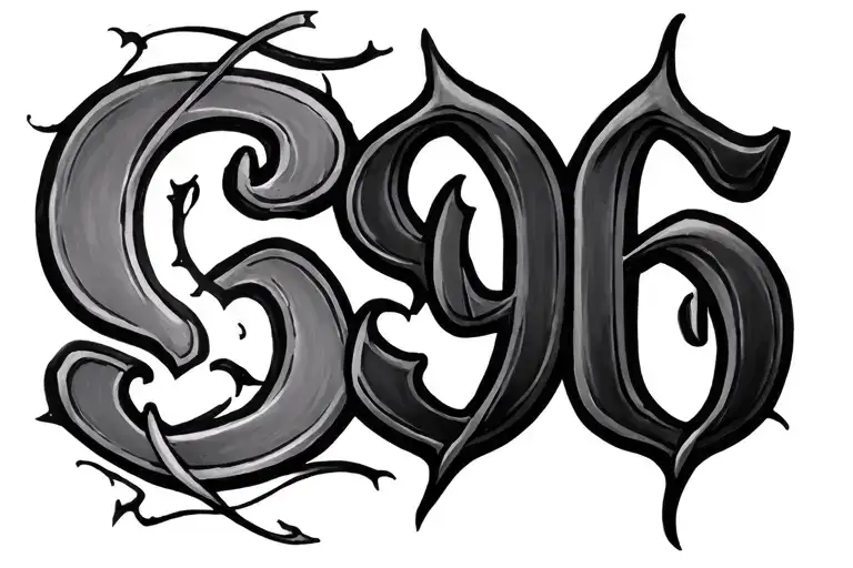 666 combined with 999 into one number tattoo design idea