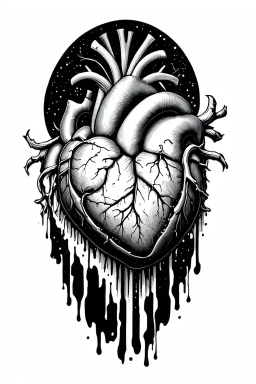 anatomic bleeding heart space theme tattoo design idea