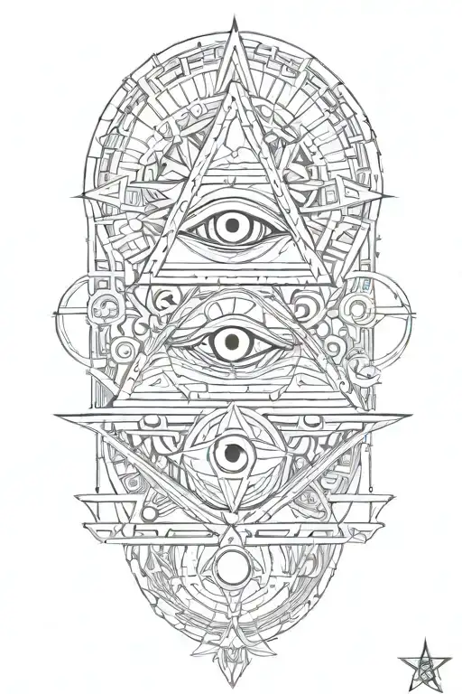  "confusio regnat", all seeing eye, Ariadne's thread tattoo design idea