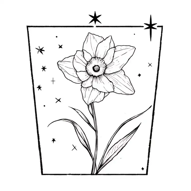 paper white narcissus and southern cross star constellation tattoo design idea