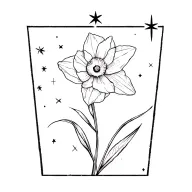 paper white narcissus and southern cross star constellation tattoo design idea