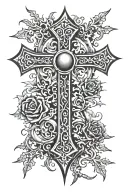 christian cross with a thorn of crowns over the top beam tattoo design idea