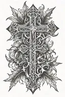 christian cross with a thorn of crowns over the top beam tattoo design idea