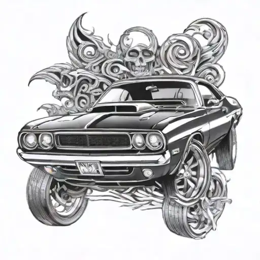 dodge challenger 1970 tattoo design idea