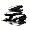 minimalist balancing rocks tattoo design idea