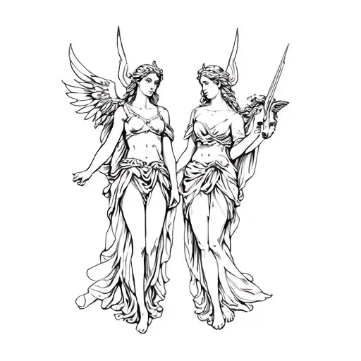 apollo and artemis tattoo design idea