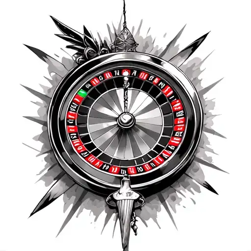 roulette wheel and vegas tattoo design idea