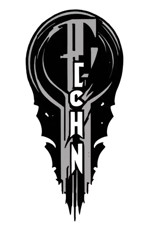 the word "TECHNO"  tattoo design idea