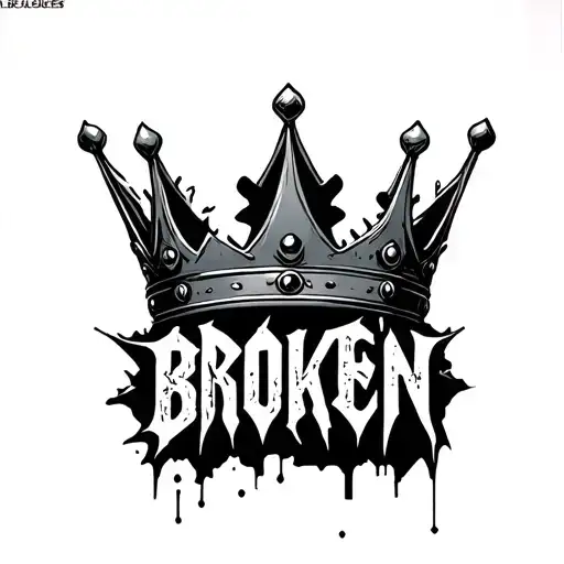 "Broken" broken king crown tattoo design idea