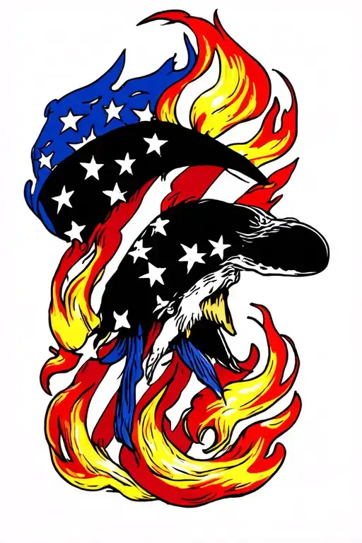 Americana long flames tattoo design idea