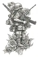fallen soldier memorial tattoo design idea