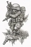 fallen soldier memorial tattoo design idea