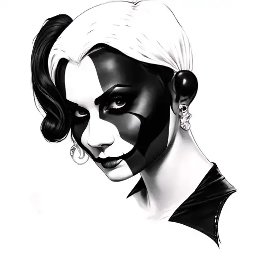 Harley Quinn Face tattoo design idea