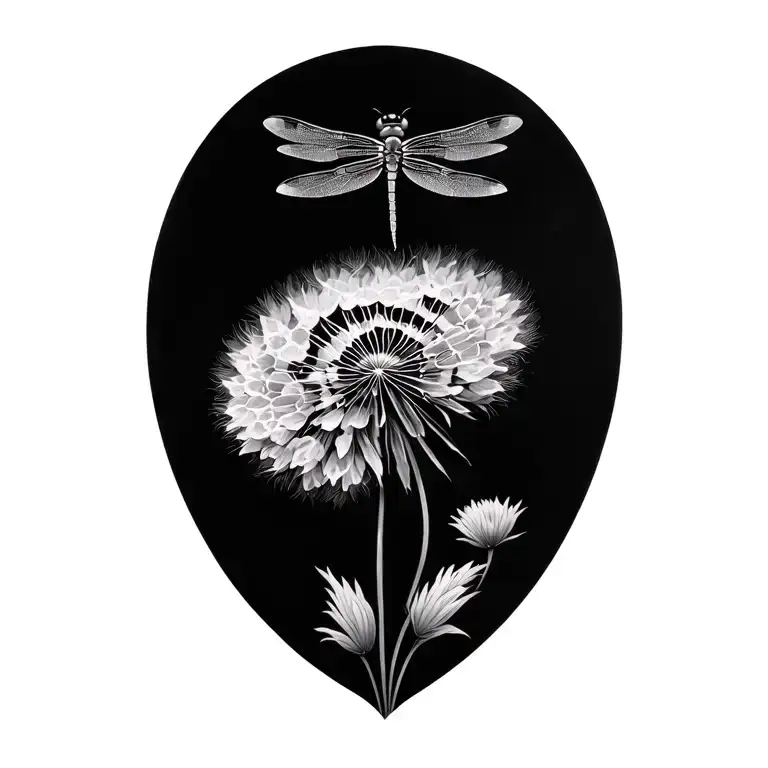Dragonfly Dandelion tattoo design idea