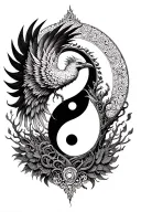 Phoenix, mandala, yin yang, tree of life tattoo design idea