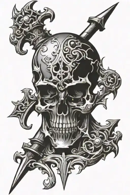 ancient warrior skull coat of arms royalty heraldry tattoo design idea