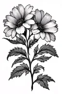 Flower with names Matt and Heather as stem and using names Charity, Sadey, Sarah, Amelia, Jacob, Madison, and Mathias as tattoo design idea