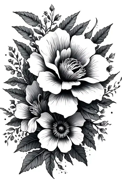 Fine and elegant tattoo with fine line with flower and sagittarius astrological signs tattoo design idea