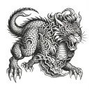 dragon attacking tiger surrounded tattoo design idea