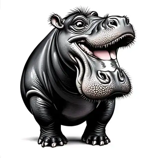 Baby Hippo tattoo design idea