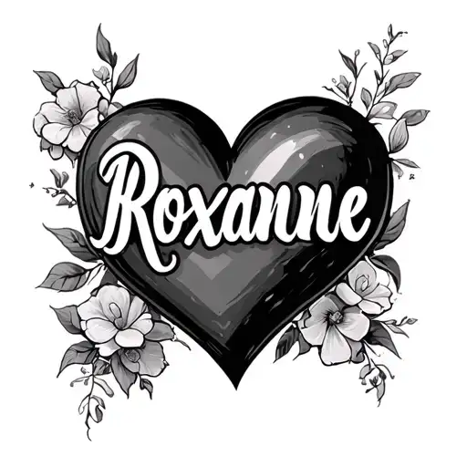 "Roxanne " Name Inside A Heart tattoo design idea