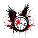 angels and broken clocks tattoo design idea