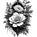 gothic architecture patterns into a floral tattoo design idea