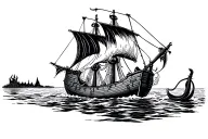 Charon sails on the river Styx tattoo design idea