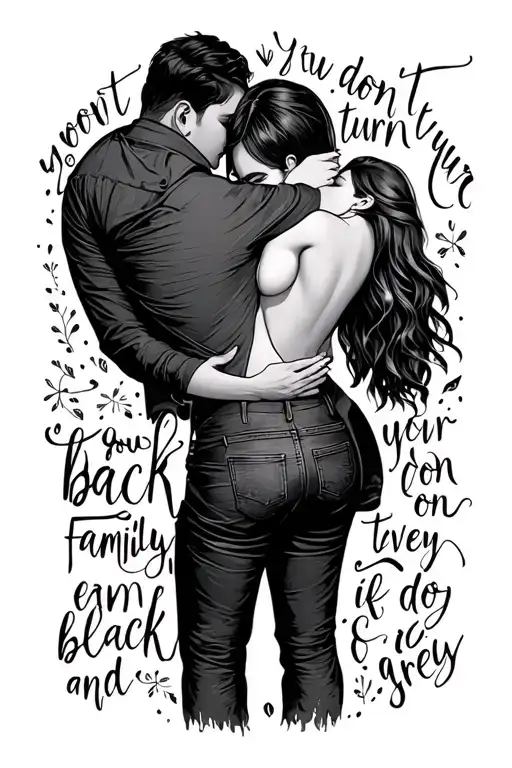 quote "you dont turn your back on family,even if they do  tattoo design idea