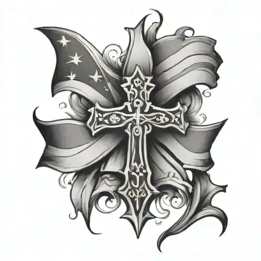 cross and flag  tattoo design idea