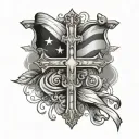 cross and flag  tattoo design idea
