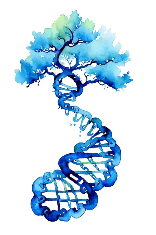 Dna chain and tree tattoo design idea