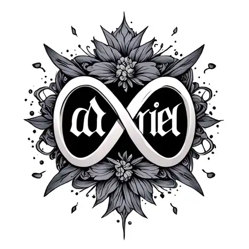 The name ariel and infinity symbol surrounded tattoo design idea