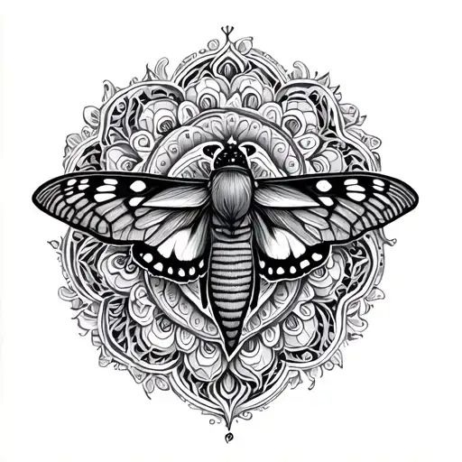moth mandala tattoo design idea