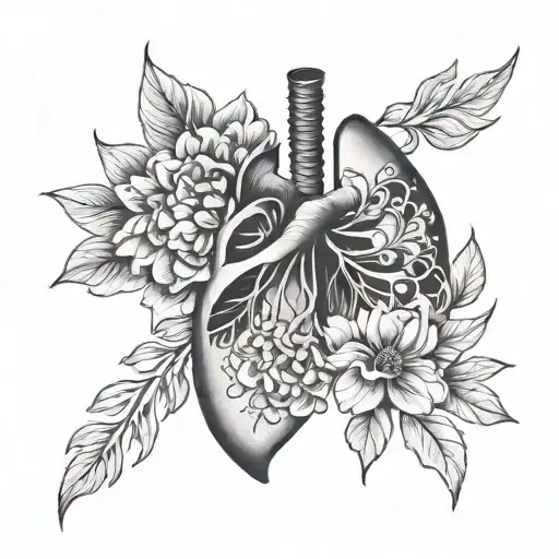 one lung and one side flowers tattoo design idea
