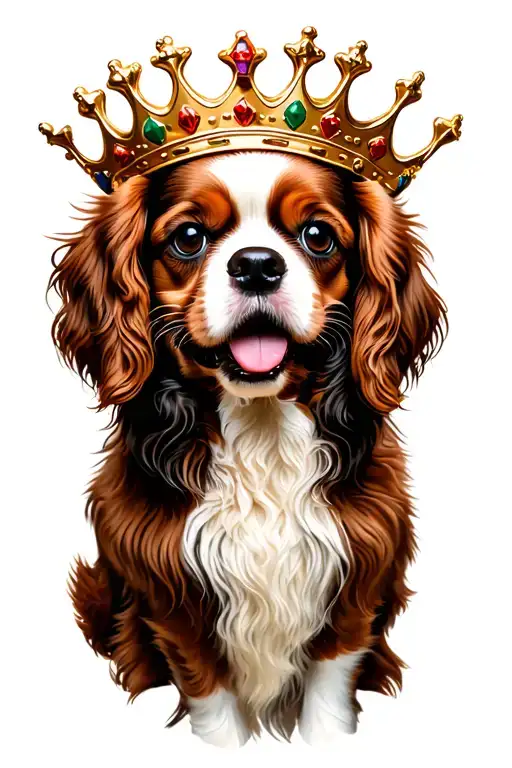 cavalier king Charles spaniel with a crown tattoo design idea
