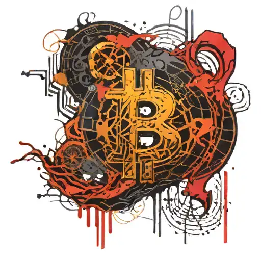 gold and black Bitcoin symbol veins coming out like organs tattoo design idea